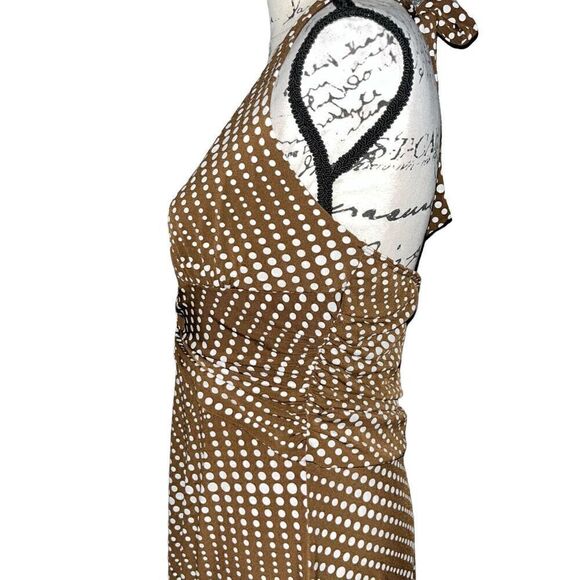 Sushi Flower brown white polka halter dress large - Picture 4 of 10